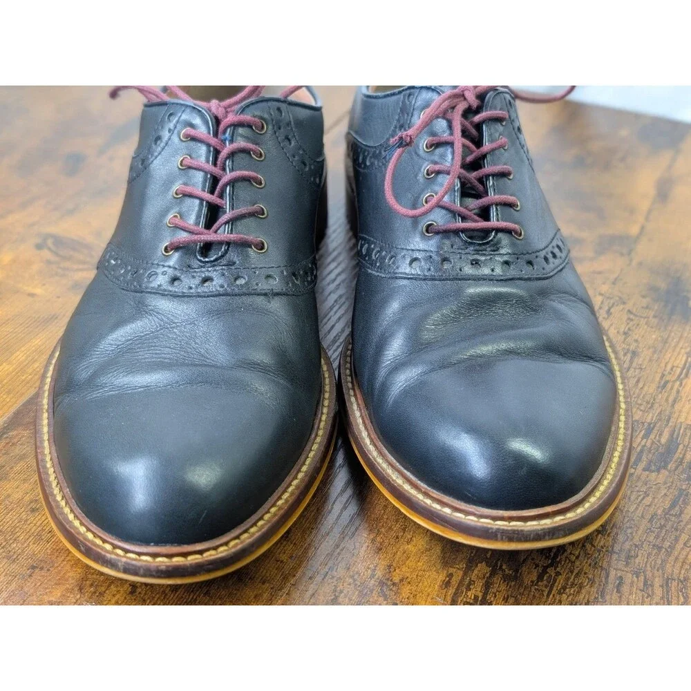 Aston Grey Men's Black Leather Wingtip Oxford Dress Shoes 8.5